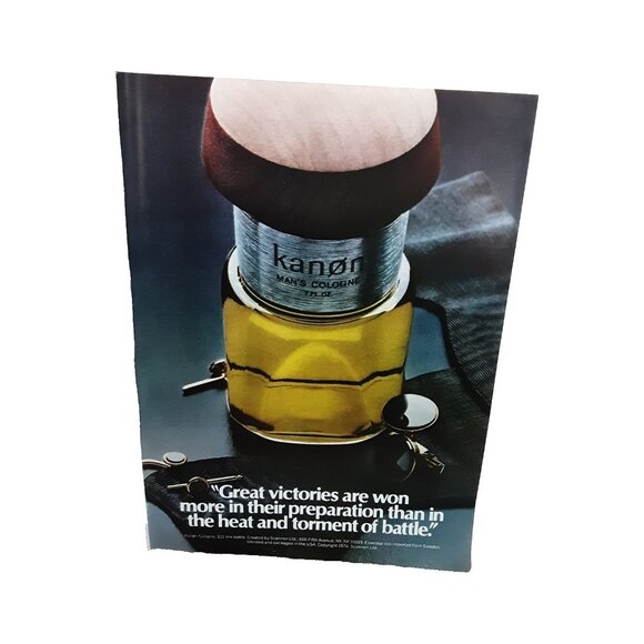 1974 Kanon Men’s Cologne Print Ad Vintage Fragrance Great Victories Quote - Picture 1 of 1